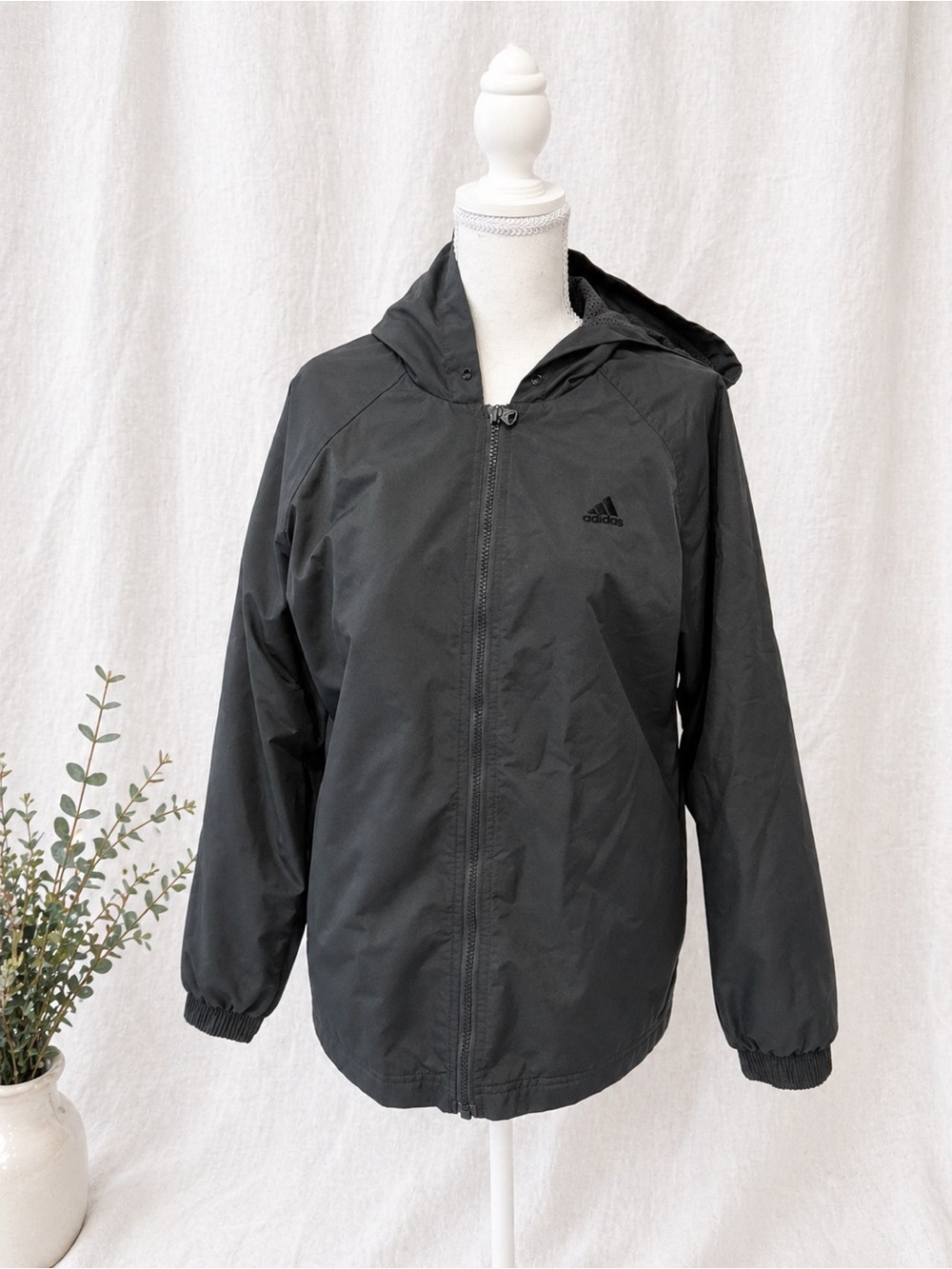 adidas Black Men's Hooded Windbreaker Jacket
